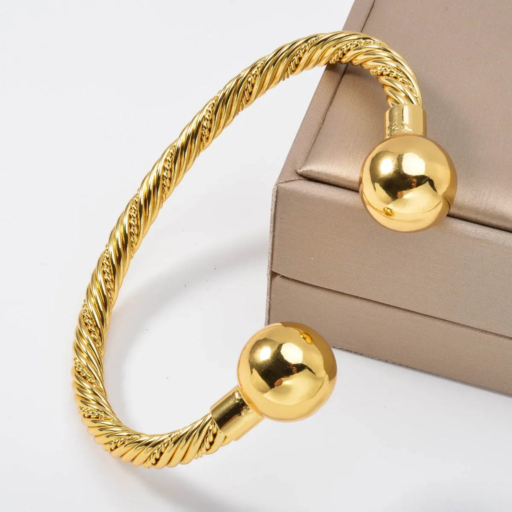 Diana Baby Jewelry on Hand 18K Gold Plated Bangle Women Jewelry Luxury Twist Charms African Cuban Dubai Birthday Gift Female