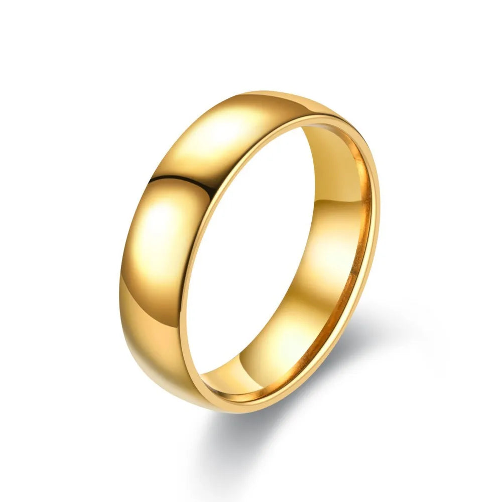 New Style Fashion Gold Plated Zircon Stainless Steel Couple Rings For Women Men Engagement Ring Valentine Day Gift Size 6-12