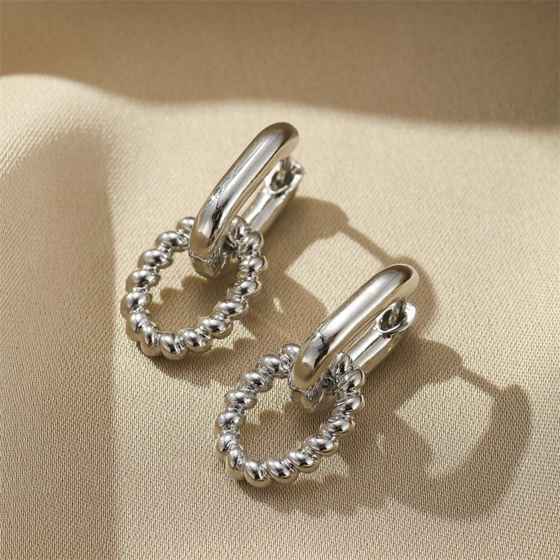 Trendy Gold Plated Zircon Square Hoop Earrings for Women Girls Huggie Punk Hip-Hop Metal Round Circle e302