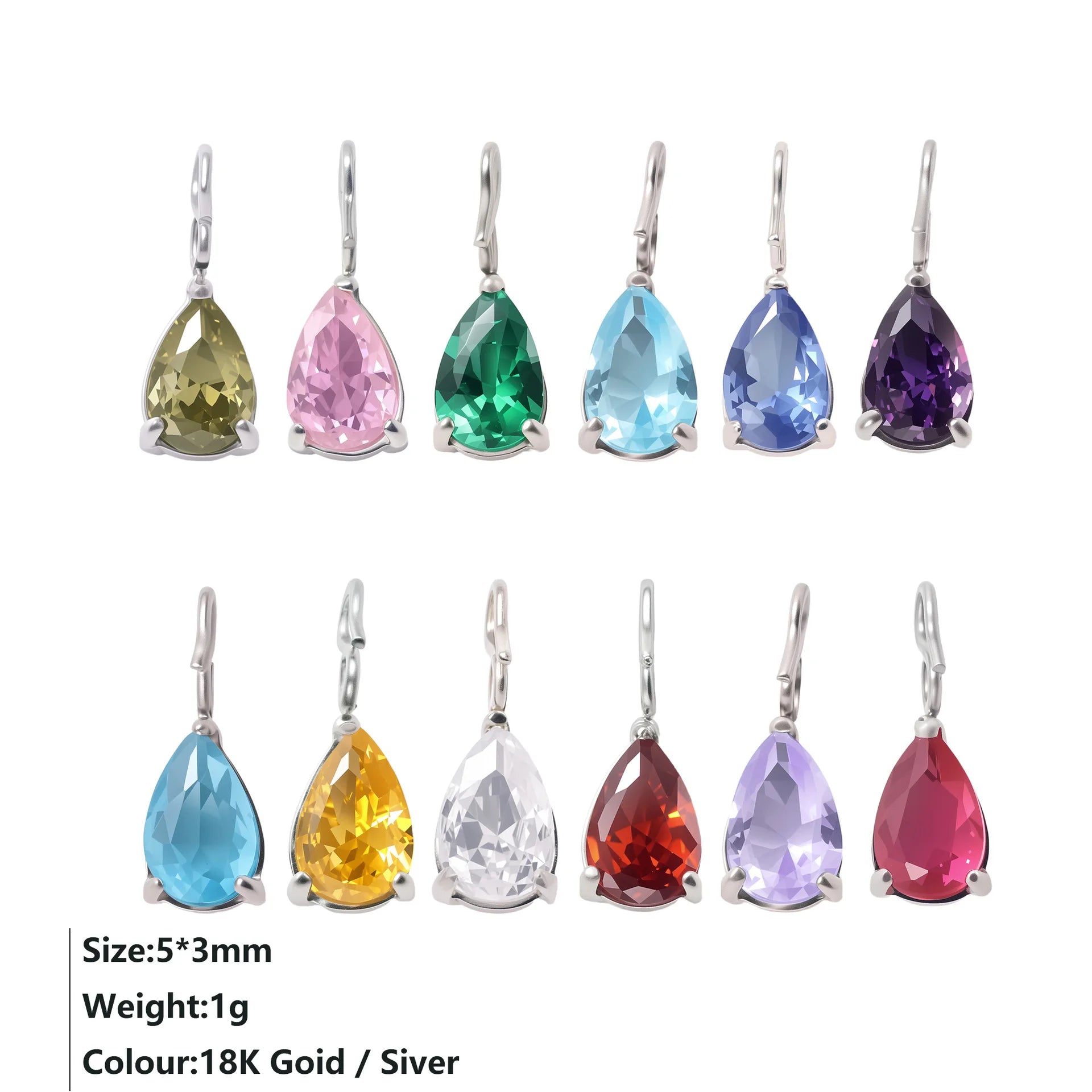 6MM Dainty Teardrop Crystal Pendant 14K Gold Plated Pear Cut CZ Charms for DIY Earring Necklace Jewelry Making Supplies