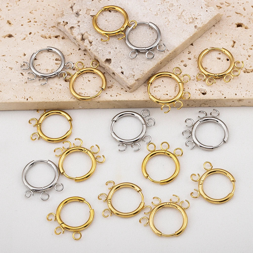 2pcs 6pcs Stainless Steel Huggie Earring Hooks with Loop Round Ear Post with Open Jump Ring for DIYgold Jewelry Making Supplies