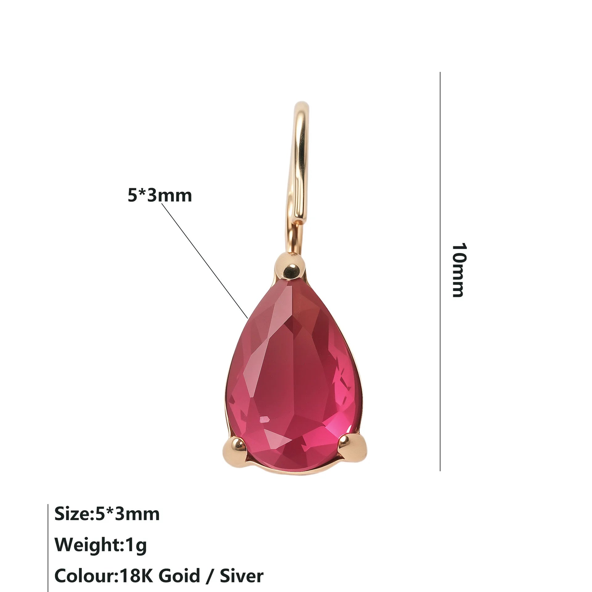 6MM Dainty Teardrop Crystal Pendant 14K Gold Plated Pear Cut CZ Charms for DIY Earring Necklace Jewelry Making Supplies