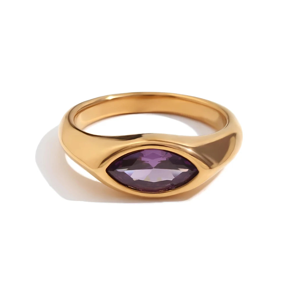 Women's Titanium Steel Marquise Cut Ring  4 Colors Korean Inspired Light Luxury Jewelry Hypoallergenic Stackable Dainty Ring