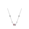 Real Money 925 Sterling Silver Women's Necklace Korean Rainbow Colorful Small Circle Pendant Necklace Wedding Party Jewelry Gift