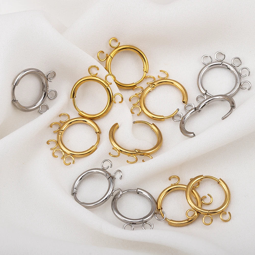 2pcs 6pcs Stainless Steel Huggie Earring Hooks with Loop Round Ear Post with Open Jump Ring for DIYgold Jewelry Making Supplies