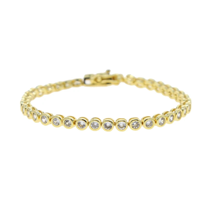 5A Cubic Zirconia CZ Tennis Bracelet 17CM 19CM Bezel Setting Simple Classic Women Girl Chain Jewelry