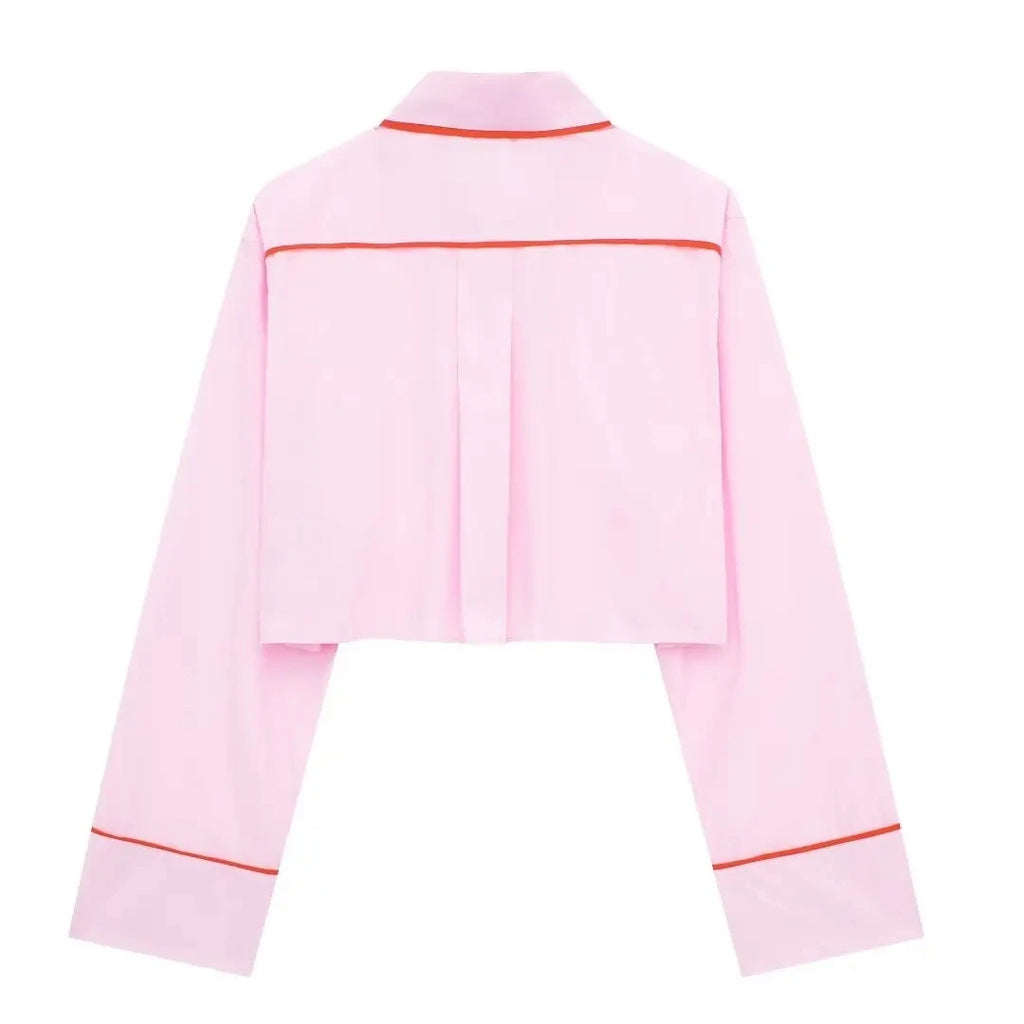 2024 Spring Woman Sets Lapel Long Sleeves Single Breasted Shirt Top +Mid Elastic Waist Lace-Up Female Wide Leg Long Pant