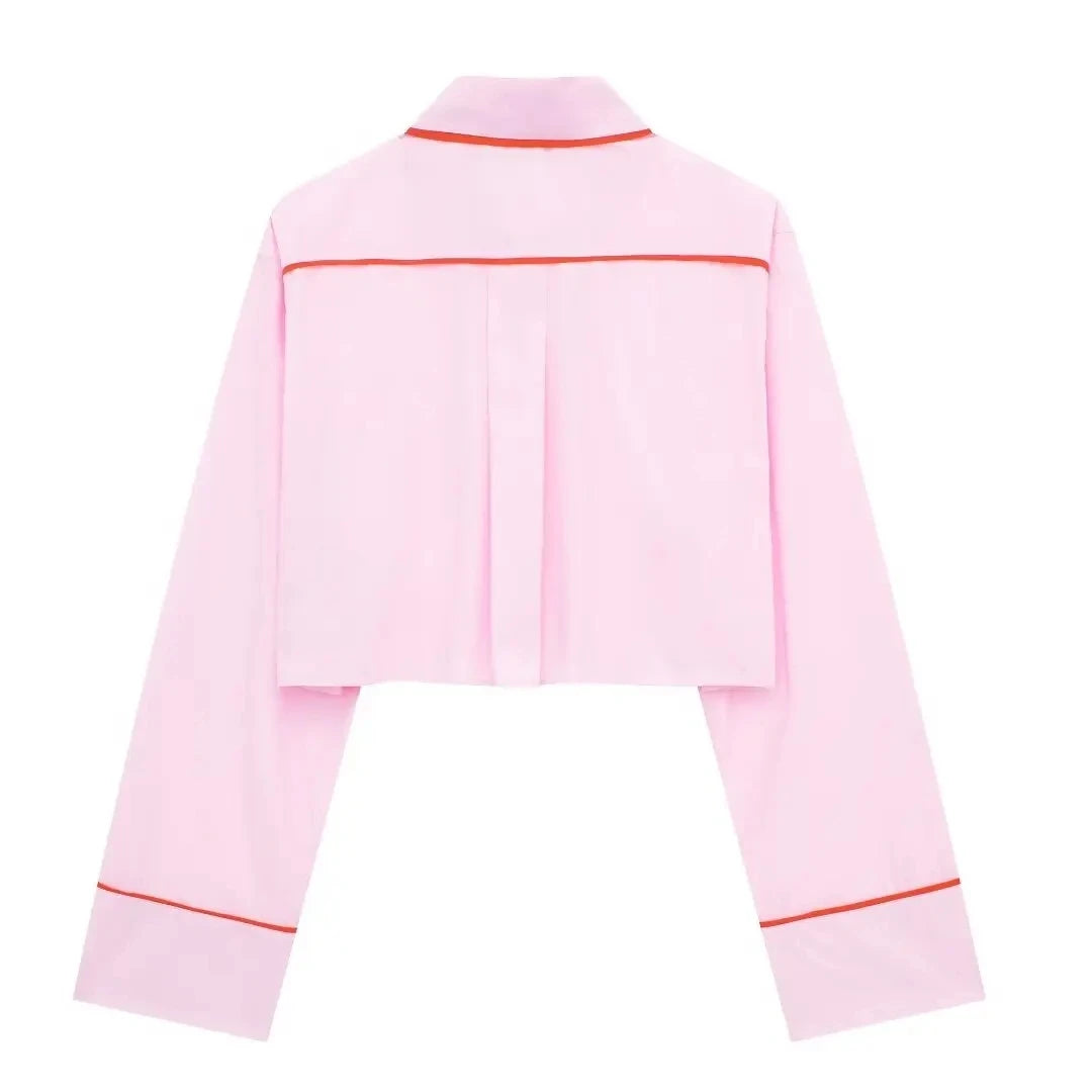 2024 Spring Woman Sets Lapel Long Sleeves Single Breasted Shirt Top +Mid Elastic Waist Lace-Up Female Wide Leg Long Pant