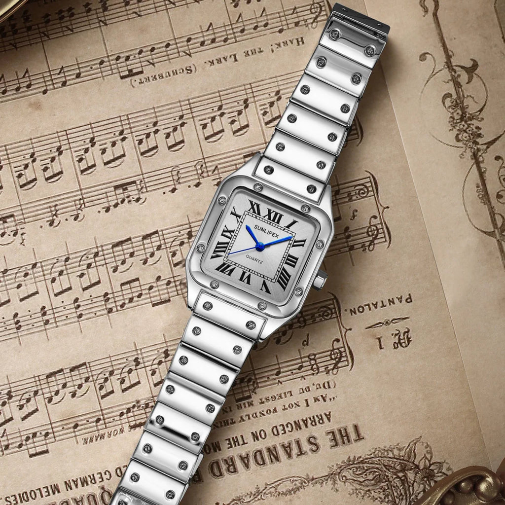 Square Women Watches Ladies Quartz Watch Female Wristwatch Stainless Steel Bamboo Strap Casual Lady Clock Watch Relogio Feminino