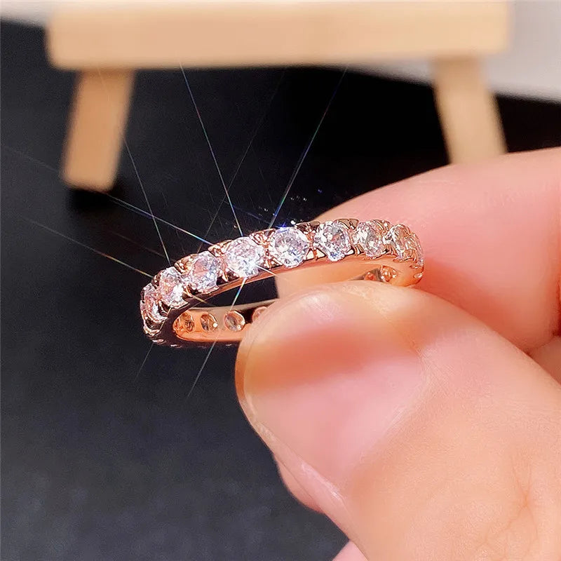 925 Sterling Silver Finger Ring for Women Shiny Cubic Zirconia Delicate Female Accessories Versatile Jewelry Gifts
