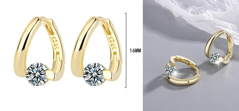 2023 New Sterling Silver 925 Huggies Earrings Small Round Zircon Rhinestones Hoop Earrings Women's Hot Fashion Jewelry Gifts