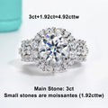 AnuJewel 4.92cttw D Color Moissanite Halo Engagement Ring 18K Gold Plated Luxury Wedding Band Rings For Women Jewelry Wholesale