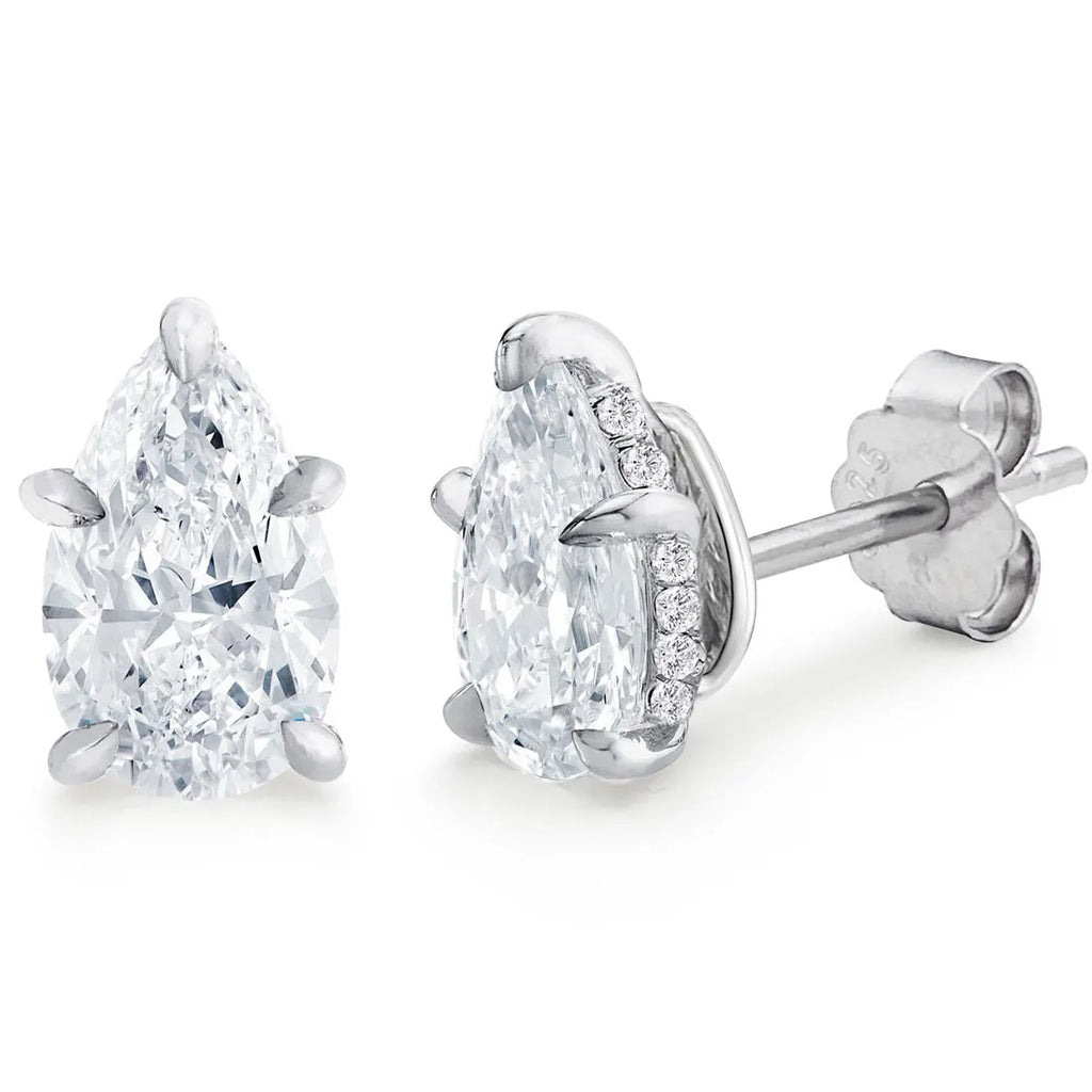 DEZO Total 2.0cttw Pear Cut Moissanite Earring For Women Solid 925 Sterling Silver Stud Earrings VVS D Color GRA Certificate