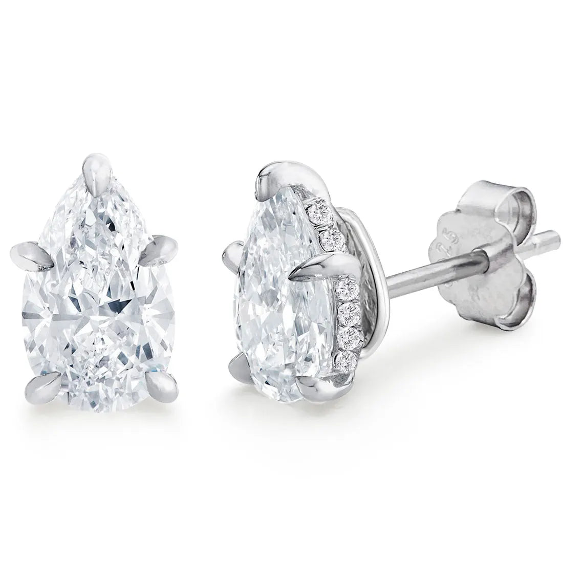 DEZO Total 2.0cttw Pear Cut Moissanite Earring For Women Solid 925 Sterling Silver Stud Earrings VVS D Color GRA Certificate