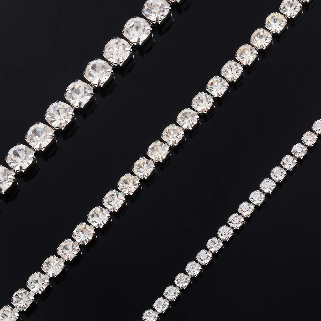 2mm/3mm/4mm Stainless Steel Cubic Zircon Shiny Crystal Chain Necklace Silver/Gold Color Women‘s Jewelry Gift DIY Accessories