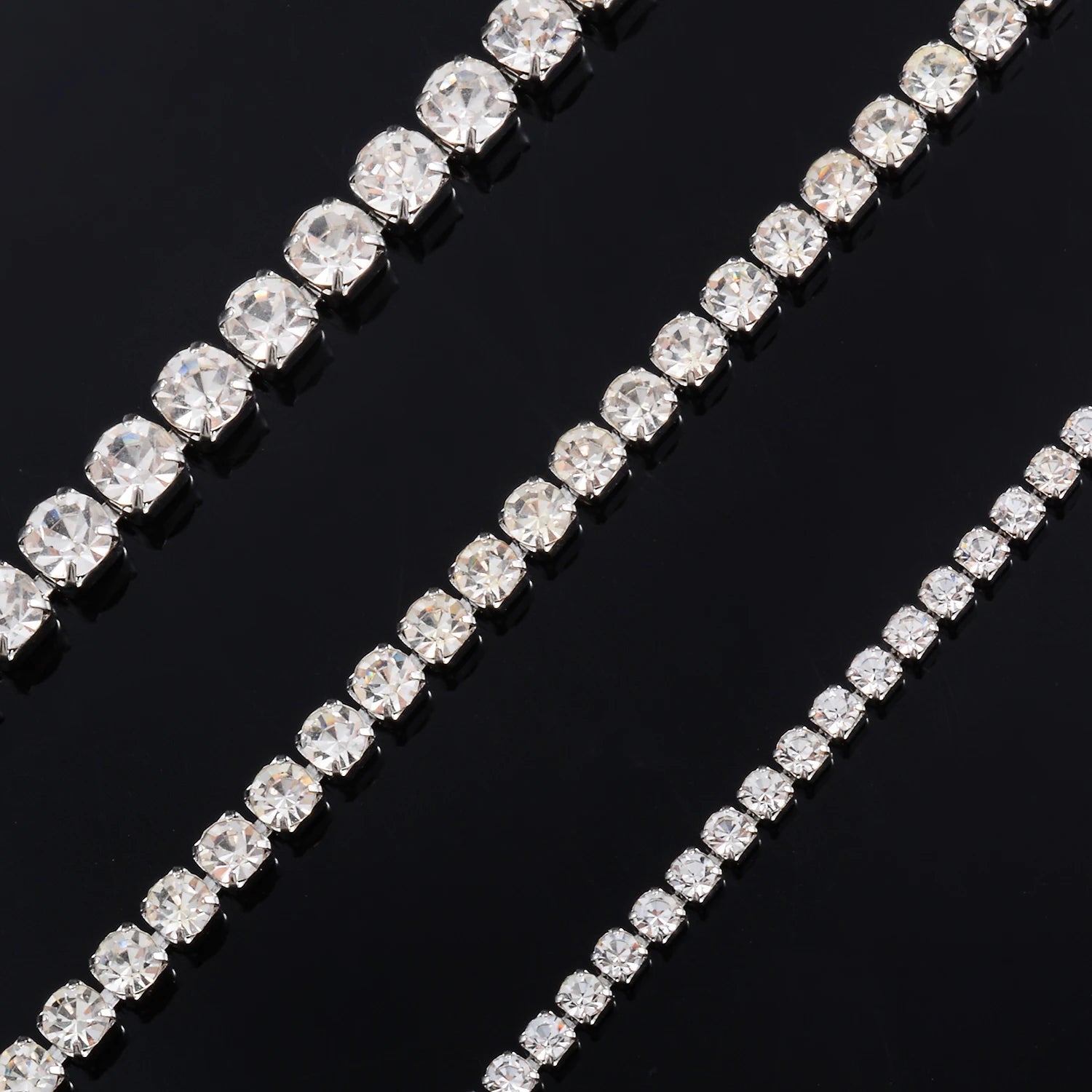 2mm/3mm/4mm Stainless Steel Cubic Zircon Shiny Crystal Chain Necklace Silver/Gold Color Women‘s Jewelry Gift DIY Accessories