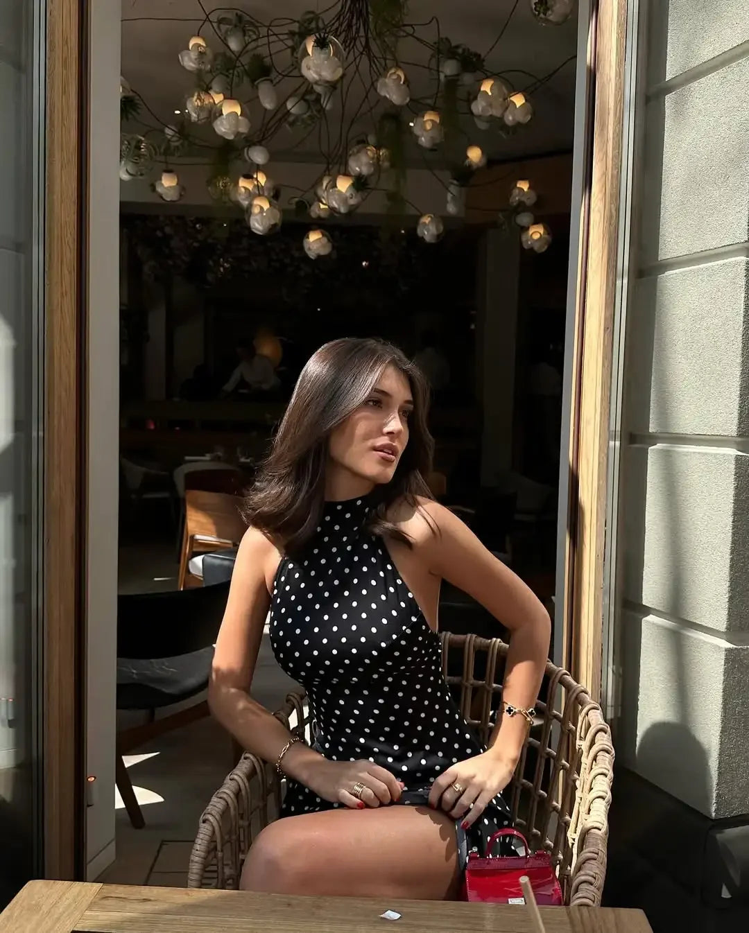 Tuularose Fashion Polka Dot Dress Vintage High Waist Sleeveless Backless Neck Lace-up Dress Sexy Party Luxury Women Dresses Y2k