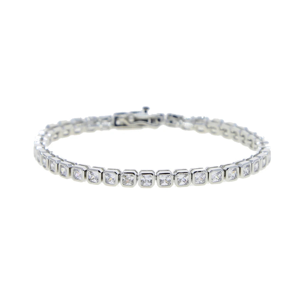 5A Cubic Zirconia CZ Tennis Bracelet 17CM 19CM Bezel Setting Simple Classic Women Girl Chain Jewelry