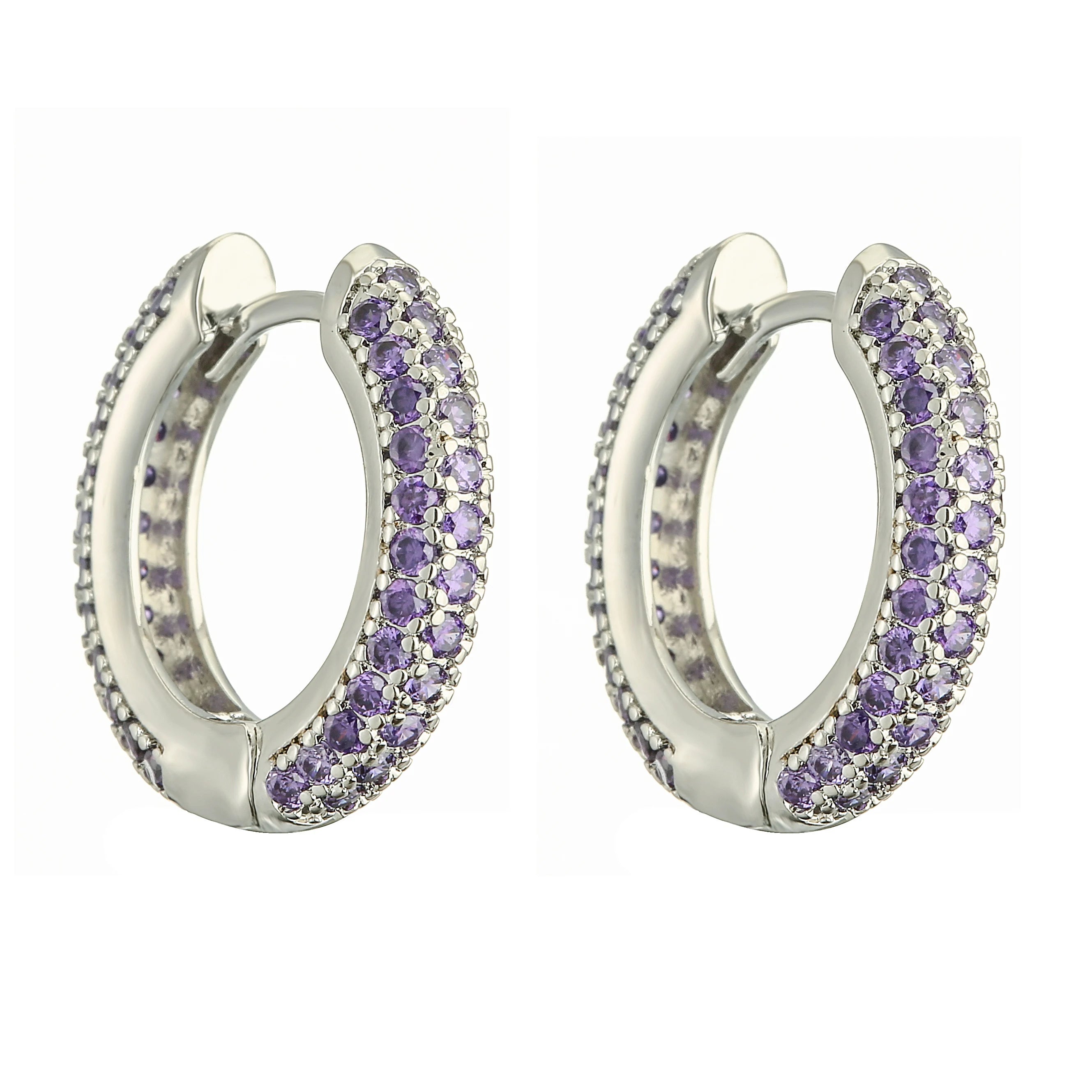 18K Gold Plated Brass Huggie Earrings with CZ Zircon Thin Ear Hoops Earring for Women Round Colorful Earring Piercing
