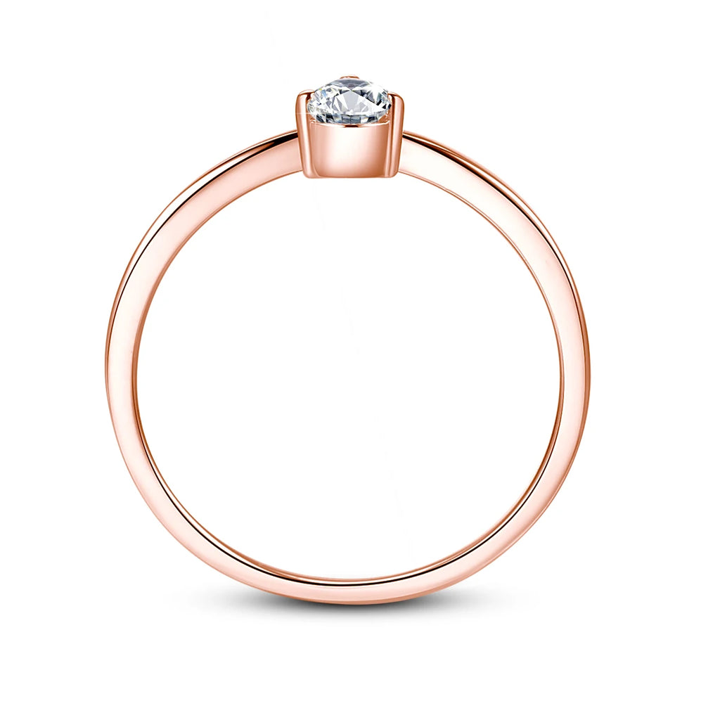Dainty 0.5ct Pear Moissanite Solitaire Ring, S925 Sterling Silver Twist Shank Engagement Ring Hypoallergenic Fine Jewelry Gifts
