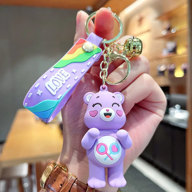 Care Bears Keychains Kawaii Cartoon Character Key Chain Cute Car Keyring Kids Girls Backpack Pendant Children Birthday Gifts