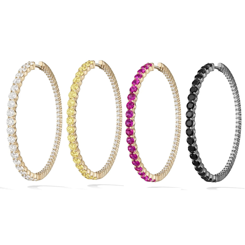 5 Color 20MM 40MM Two Sized Huggie Hoop Earring Yellow Red Whit Black Cubic Zirconia Classic High Quality Fashion Women Jewelry