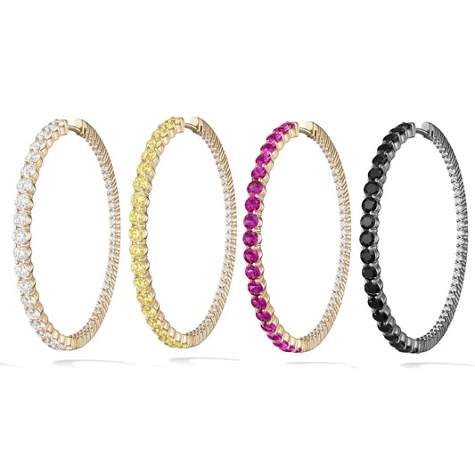 5 Color 20MM 40MM Two Sized Huggie Hoop Earring Yellow Red Whit Black Cubic Zirconia Classic High Quality Fashion Women Jewelry