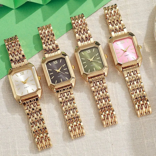 Light luxury steel strip women's watch female student fashionable simple square quartz watch