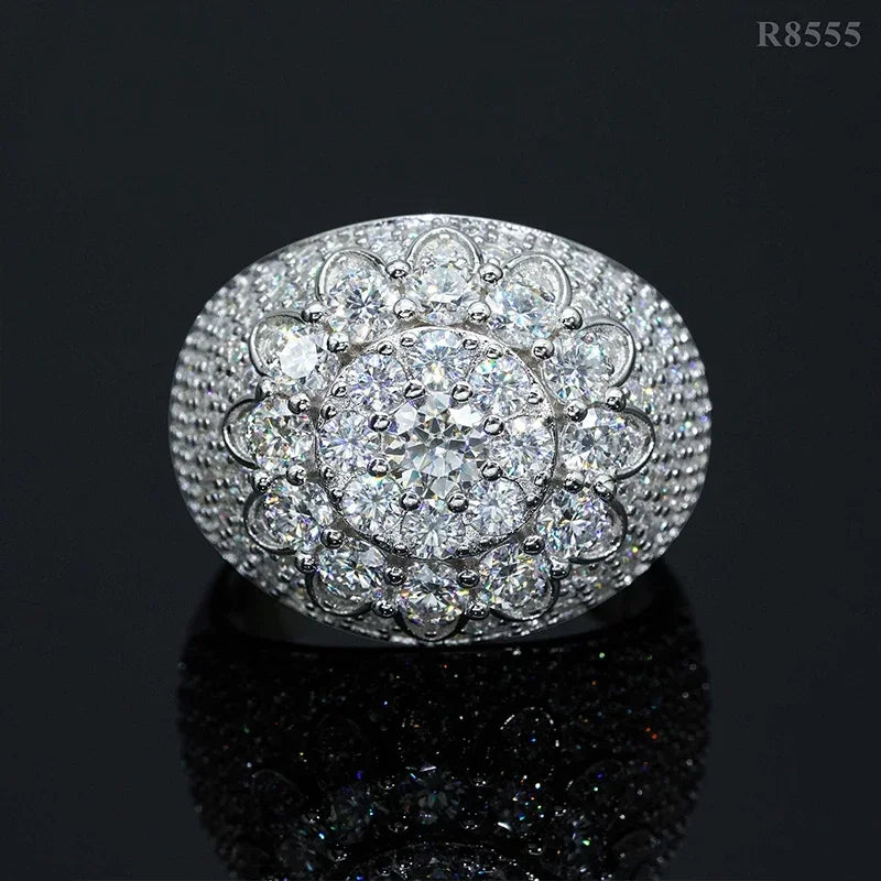 New  Modern Moissanite Rings for Men Hip hop Mosaic Ring Original 925 Sterling Silver Jewelry Moissanite Diamond Rings for Men