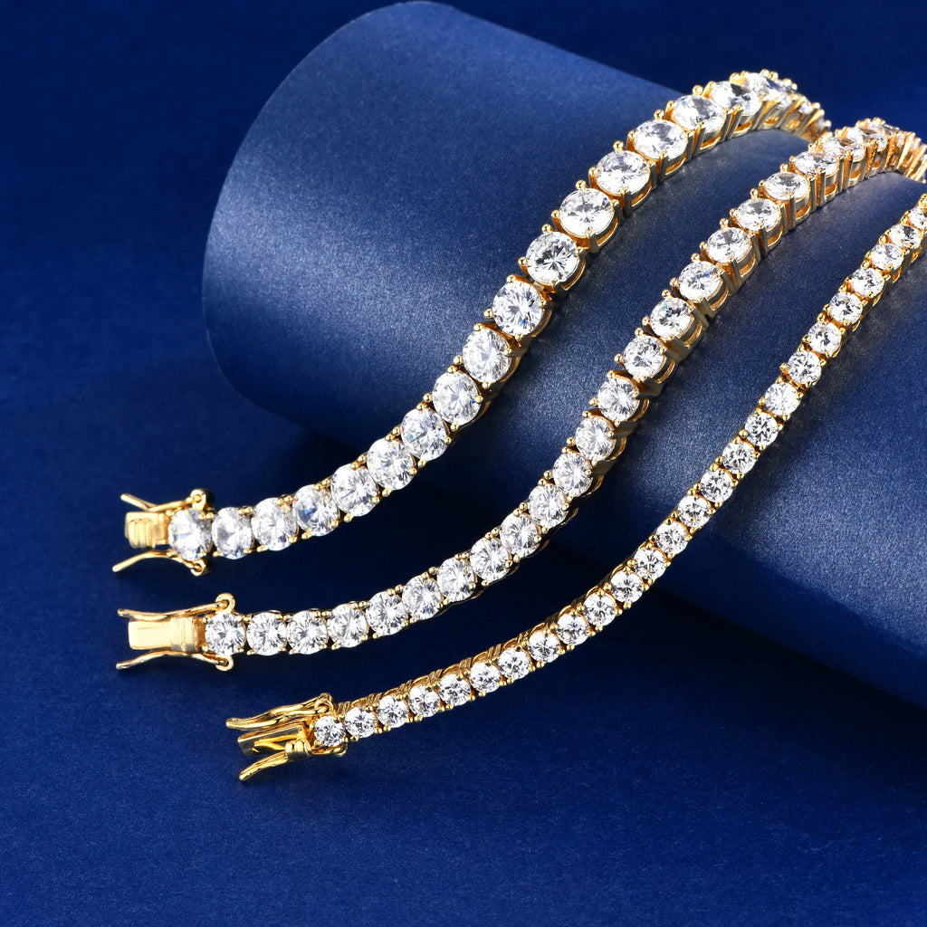 Factory Price Unisex Hip Hop Moissanite Tennis Chain for Women S925 Sterling Silver Gold Man Bracelet Hiphop Jewelry