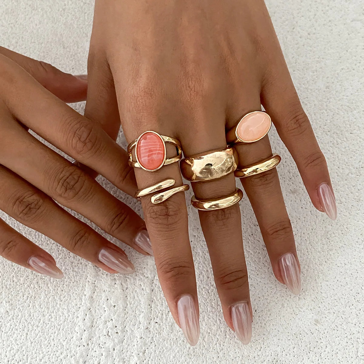 Light Gold Acrylic Crystal Statement Ring – Chic Minimalist Alloy Jewelry for Women, Perfect for Stacking or Solo Wear