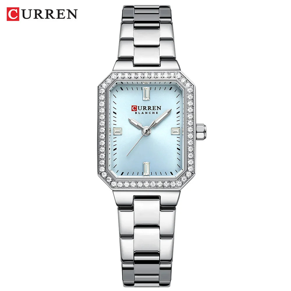 CURREN 9102 Women's Small Square Quartz Watch Waterproof Diamond Women's Watch