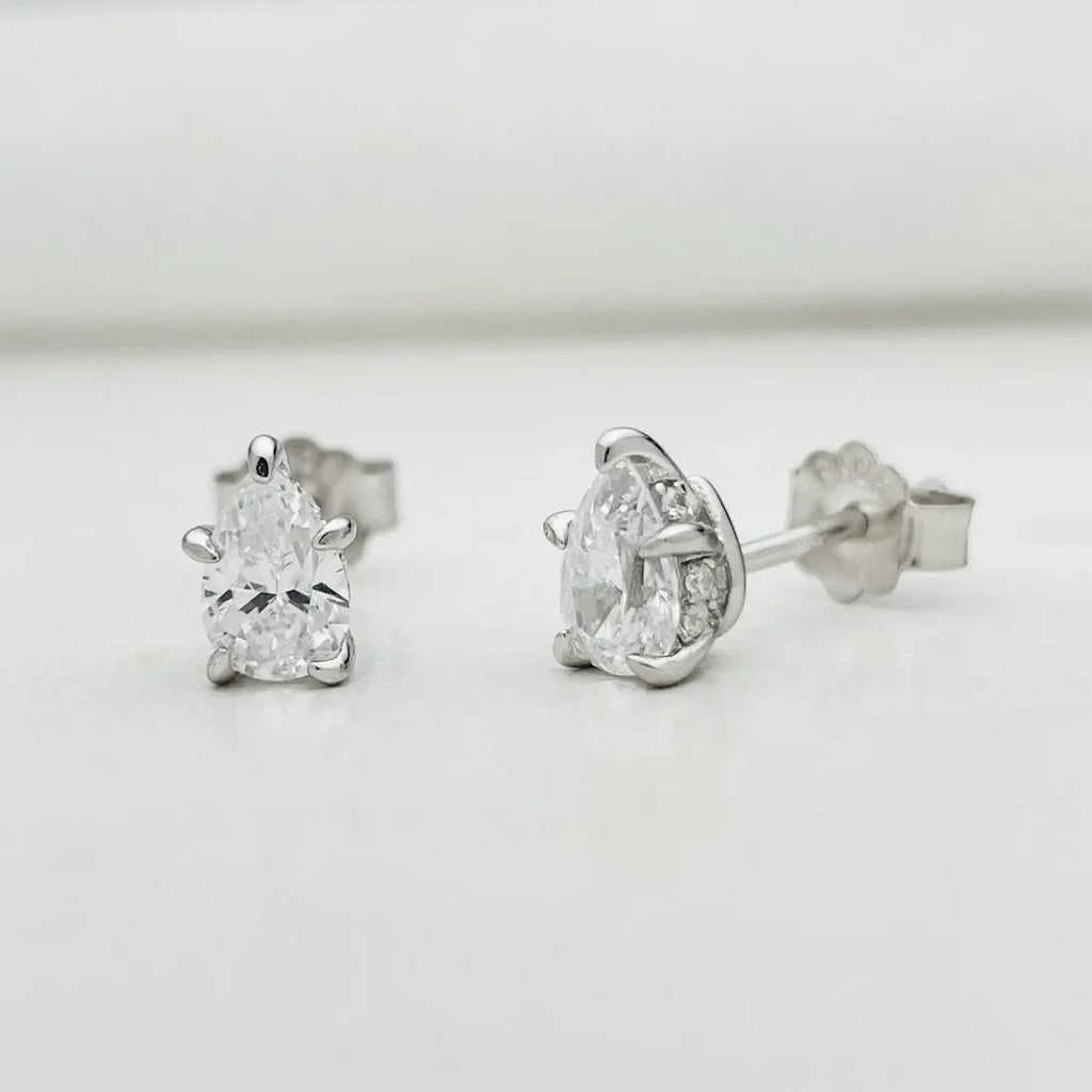 DEZO Total 2.0cttw Pear Cut Moissanite Earring For Women Solid 925 Sterling Silver Stud Earrings VVS D Color GRA Certificate