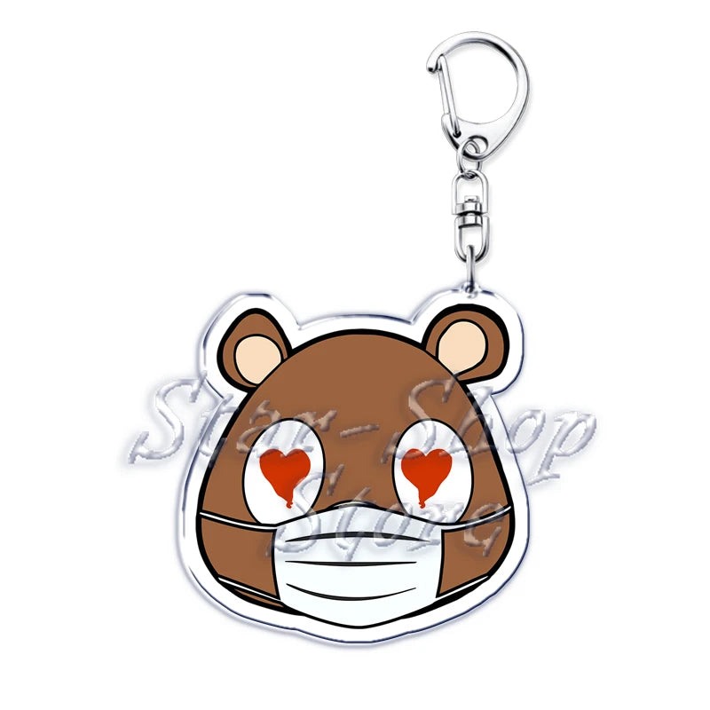 Popular Rapper YE Keychains for Accessories Bag Graduation Kanye Dropout Bear Key Chain Keyring Jewelry Fans Friends West Gifts