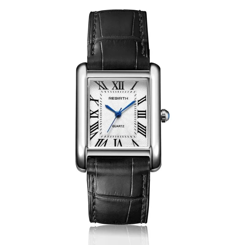 Rebirth 002 Elegant Mini Light Design Rectangle Dial Water Resistant Quartz Movement Business Women Analog Wrist Watch Gift
