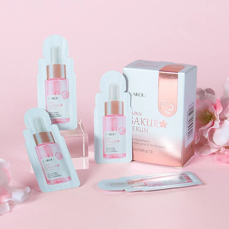 LAIKOU 20pcs Japan Sakura Serum Anti-Aging Whitening Moisturizer Nourish Repairing Brightening Rejuvenation Skin Face Serum Care