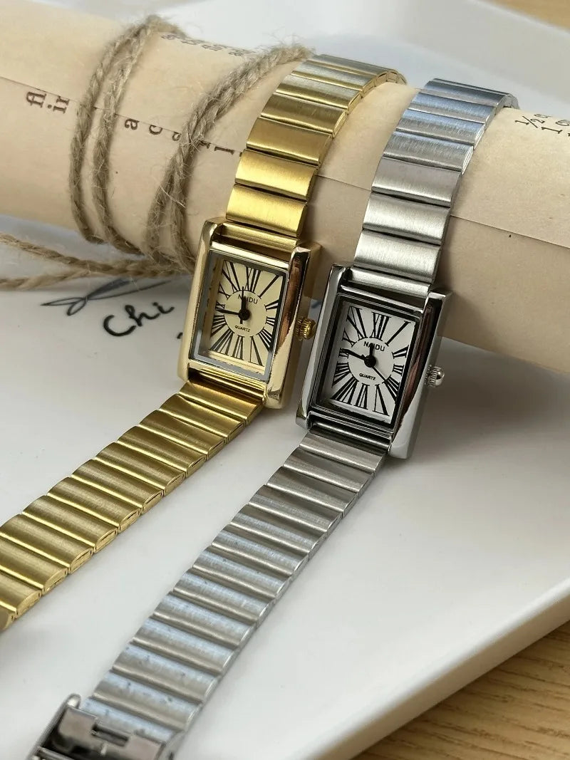 Vintage Small Gold Watch for Women Luxury Rectangular Watch Classic Quartz Women's Wristwatch Dropshipping Relojes Para Mujer