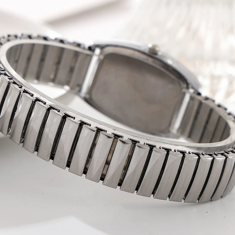 Barrel-Shaped Diamond-Encrusted Dual Calendar Week Men's Watch Week Fashion Casual Business Quartz Couple Watch One Man and One Woman