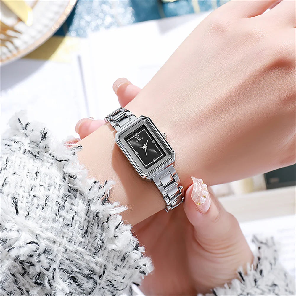 Ladies Simple Watch Fashion Rectangle Gold Quartz Watches Luxury Stainless Steel Waterproof Women's Dress Clock Gift Wristwatch