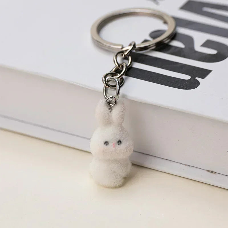 3D Cartoon Flocking Cats and Mouse Keychains Key Ring Animal Key Chains Gifts For Women Men Car Keys DIY Jewelry Kawaii Cat 2025