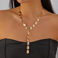Dainty Irregular Sequin Y-shaped Long Necklace for Women Unique Gold Color Sweater Chain Wedding Banquet Party Body Jewelry Gift