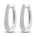 925 Sterling Silver Sparkling Long U-Shaped Hoop Earrings Double Row CZ Oval Huggie Earrings for Women Luxury Versatile Jewelry