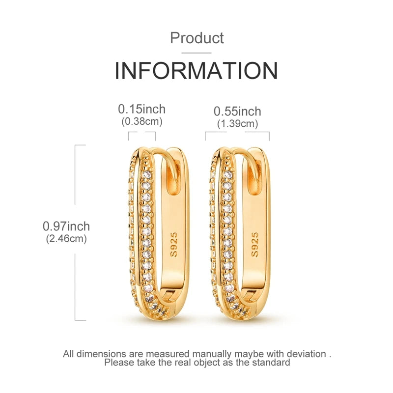 Earrings 925 Sterling Silver Hoop Earring Sparkling Pavé U-Shaped Double Hoop Earring for Women Girls Party Wedding Jewelry Gift