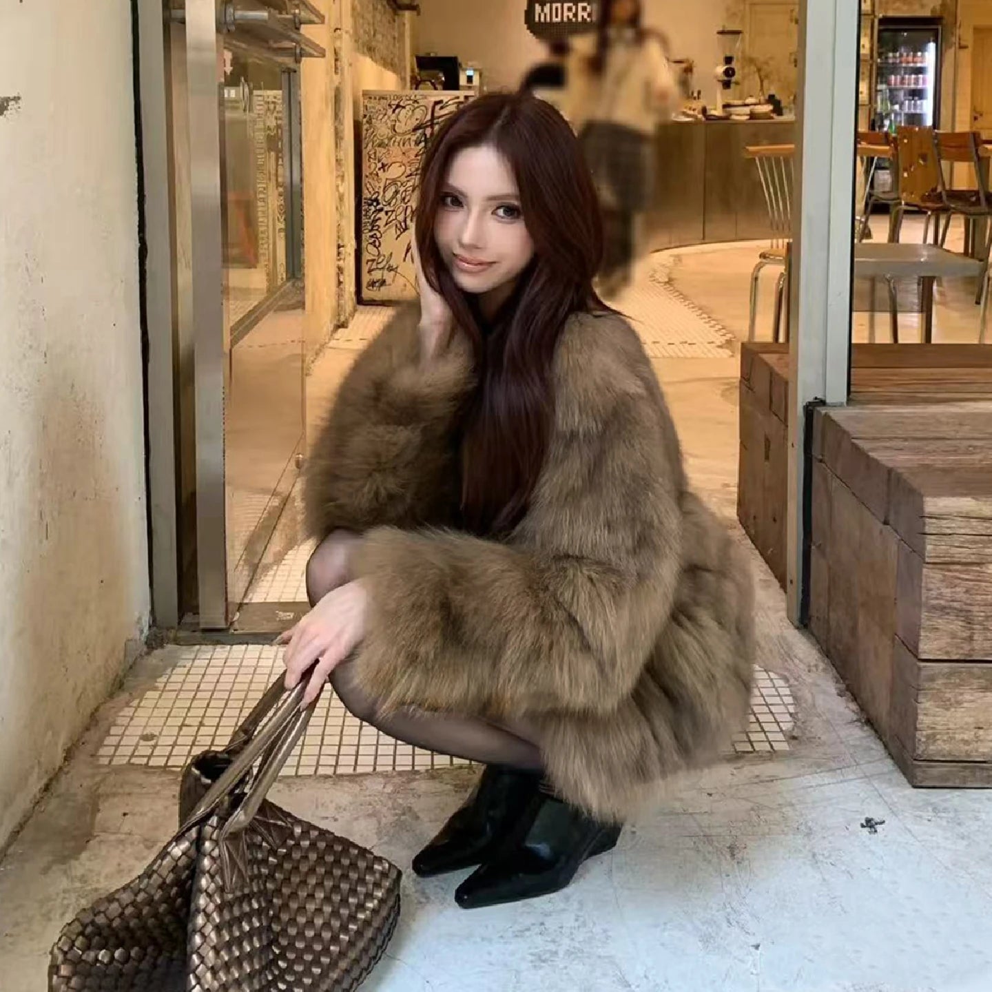 Dulzura Winter Latest Fashion Slim Comfortable Warm Plush Cardigan Jacket Women'S Vintage Elegant Coat Party Club Street Clothes