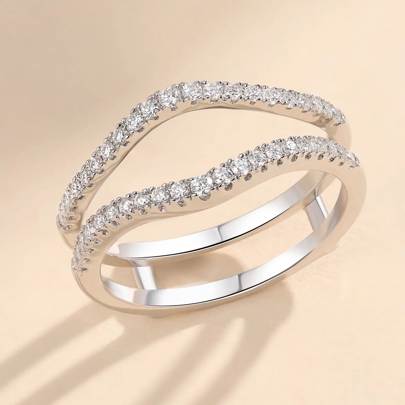 Newshe Full Moissanite 925 Sterling Silver Enhancers Wedding Band for Women Engagement Ring Size 5-12