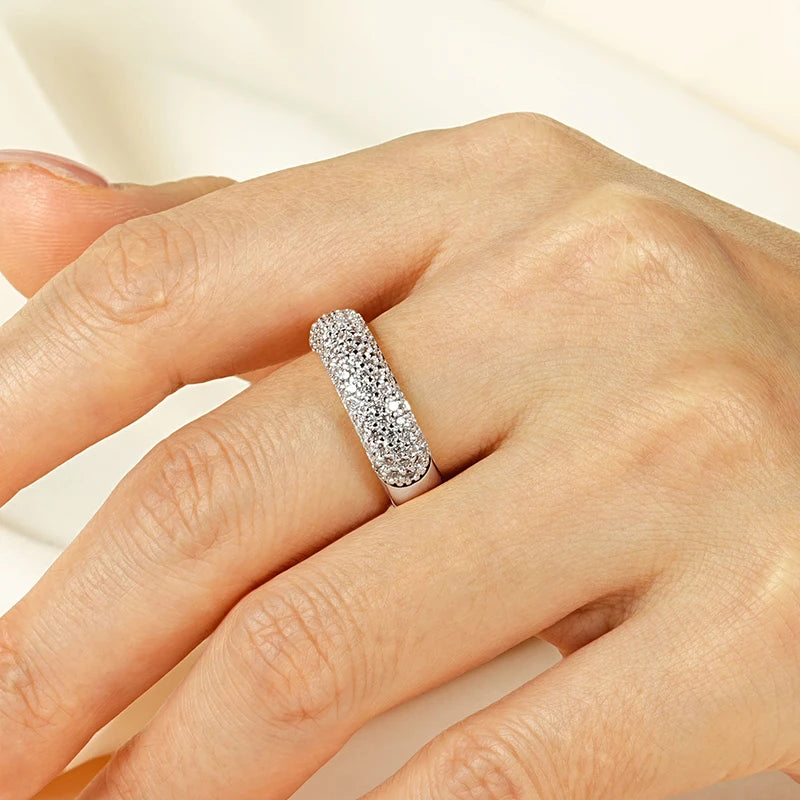 Rrjzz Exquisite Micro CZ Simulated Diamond Band Ring 14k Gold-Plated Couple Rings Luxury Jewelry for Women Men Anniversary Gift