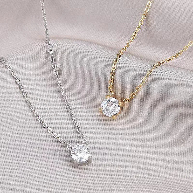 OXTAO Certified Moissanite Solitaire Necklace Necklace 5mm/4mm D Color VVS1 for Women 14K Gold Filled Four-claw Necklace Jewelry