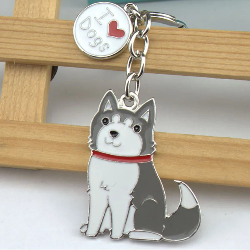 Cute Animal Keychains Lovely Husky Teddy Golden Retriever Dog Keyring Car Decor Hanging Pendant  for Pet Dog Lovers Gifts