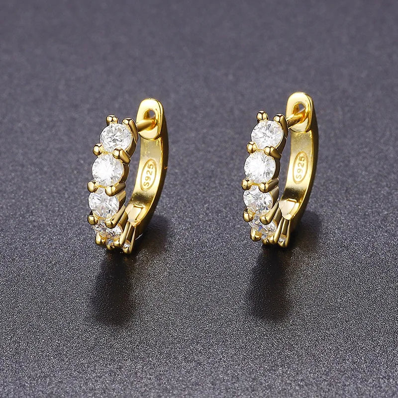 EUREKA Moissanite Hoop Earrings for Women 18K Real Gold Plated Sterling Silver Hypoallergenic Lab Created Diamond Huggie Earring