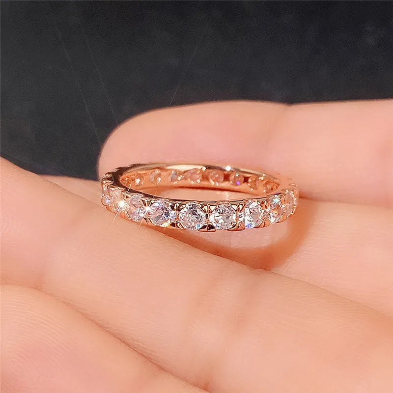 925 Sterling Silver Finger Ring for Women Shiny Cubic Zirconia Delicate Female Accessories Versatile Jewelry Gifts